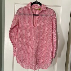 Pink and White Striped Blouse